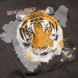 Vintage Bengal Tiger Sweatshirt USA Made L Black Wildlife Graphic Crewneck